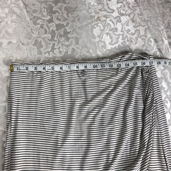 Max Studio Wrap Skirt Ruched Side Midi White/Black Striped Size XL NWT - Picture 12 of 12